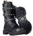 Botas Steel 15 Ojales Negro 4 Hebillas Zip Pyramid