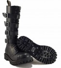 Botas Steel 20 ojales Con 4 Hebillas Negro