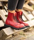 Botas Steel 8 Ojales Rojo