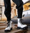 Botas Steel 8 Ojales Blanco 