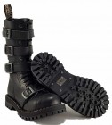 Botas Steel 15 Ojales Negro 4 Hebillas Zip