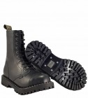 Botas Steel 10 Ojales Negro Aislado Con Cremallera