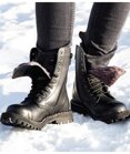 Botas Steel 10 Ojales Negro Aislado Con Cremallera
