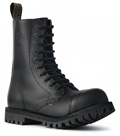 Botas Steel 10 Ojales Negro BO