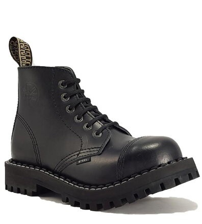 Botas Steel 6 Ojales Negro