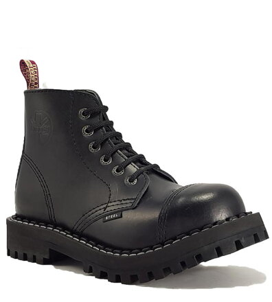 Botas Steel 6 Ojales Negro