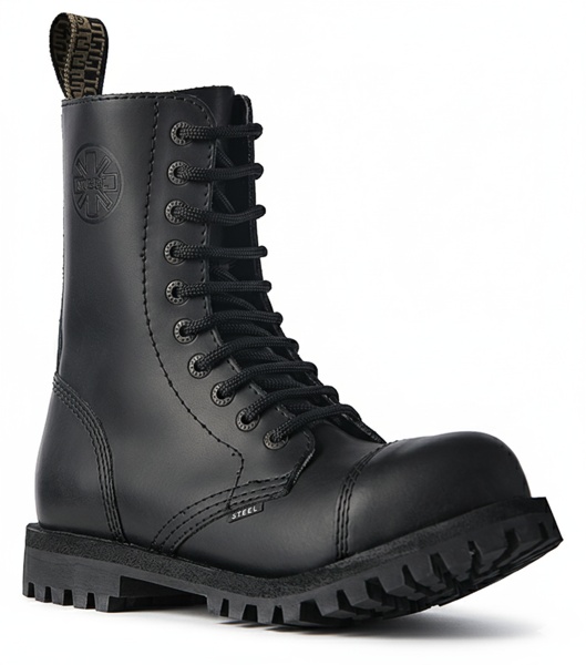 Botas Steel 10 Ojales Negro BO