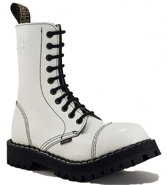 Botas Steel 10 Ojales Blanco