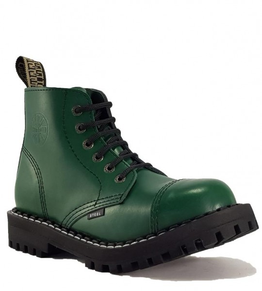 Botas Steel 6 Ojales Verde