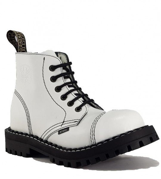 Botas Steel 6 Ojales Blanco