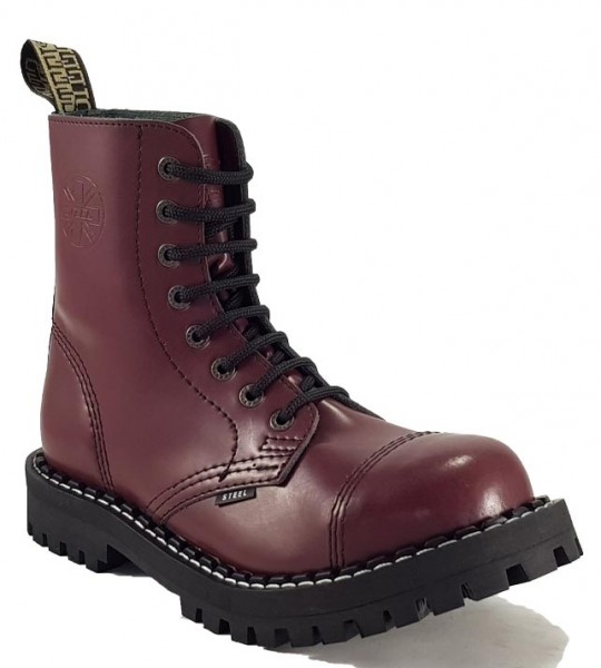 Botas Steel 8 Ojales Burdeos 