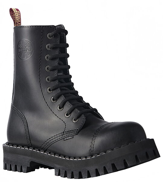 Botas Steel 10 Ojales Negro Monster