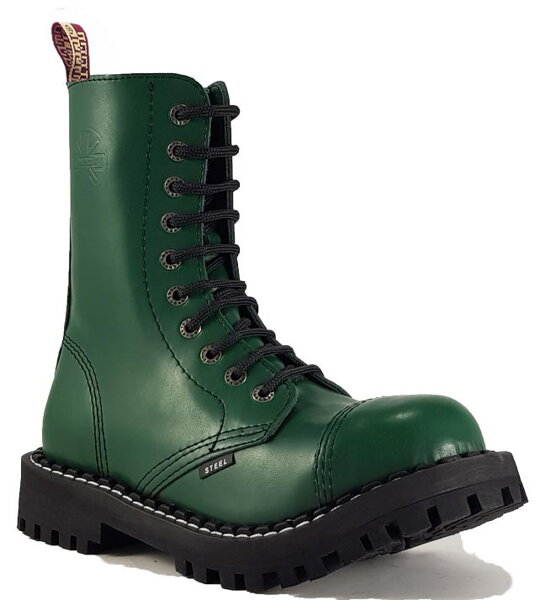 Botas Steel 10 Ojales Verde