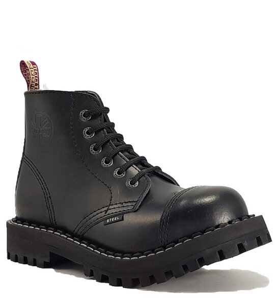 Botas Steel 6 Ojales Negro