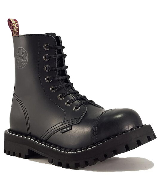 Botas Steel 8 Ojales Negro