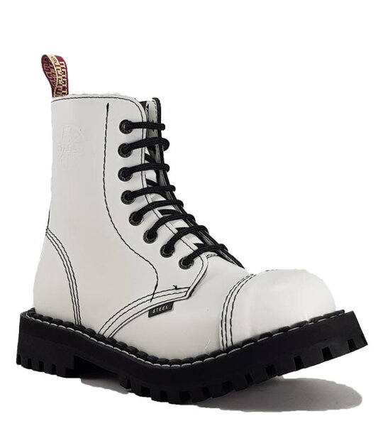 Botas Steel 8 Ojales Blanco 