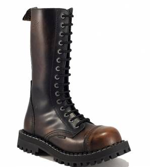 Botas Steel 15 Ojales Naranjas Envejecido