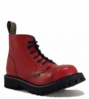 Botas Steel 6 Ojales Rojo