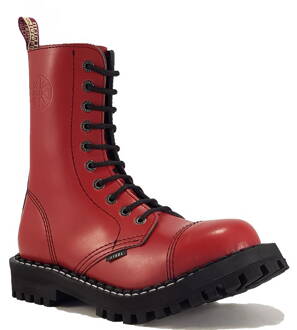 Botas Steel 10 Ojales Rojo