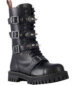 Botas Steel 15 Ojales Negro 4 Hebillas Zip Pyramid