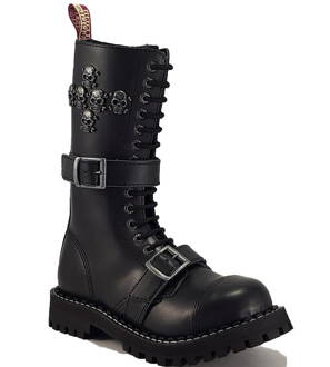 Botas Steel 15 Ojales Botas Negro con estampado de calavera