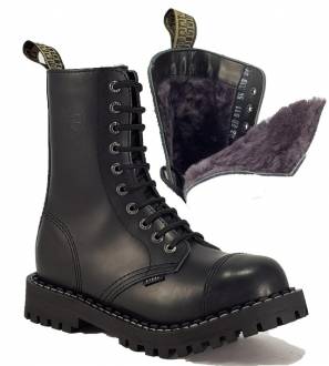 Botas Steel 10 Ojales Negro Aislados