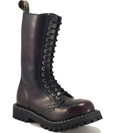 Botas Steel 15 Ojales Burdeos Evejecido