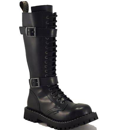 Botas Steel 20 ojales Con 2 Hebillas Negro