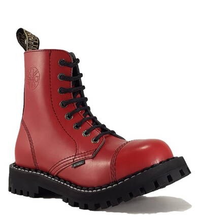 Botas Steel 8 Ojales Rojo