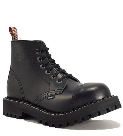 Botas Steel 6 Ojales Negro
